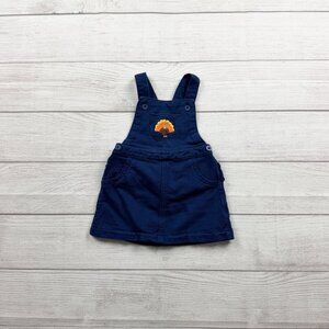 Carter's Baby Girls Jumper Dress Navy Blue Turkey Applique 6-9 Months